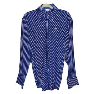 Lacoste Button Down Shirt Blue Preppy Striped Long Sleeve 6